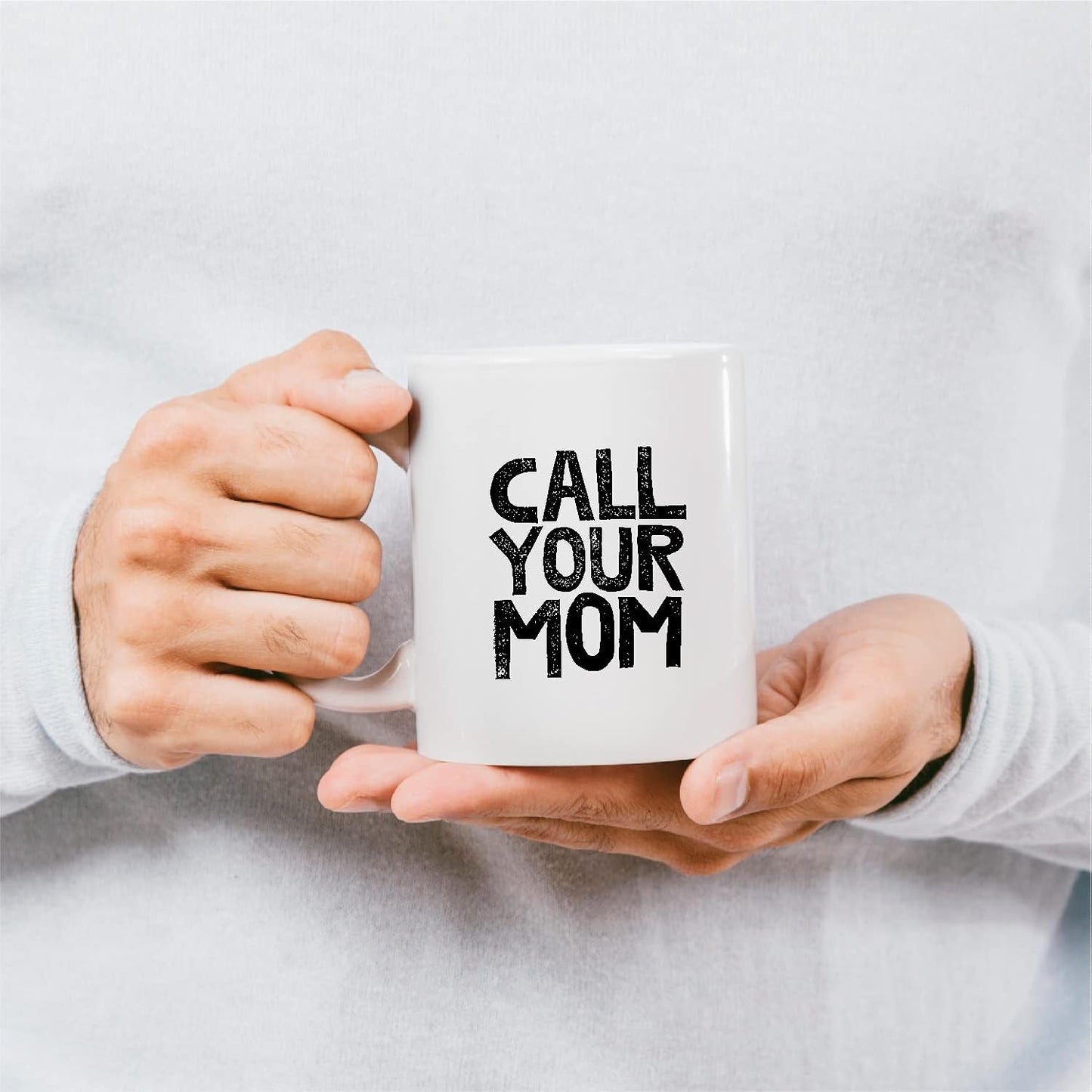 GICHUGI 11 Ounces Funny Quote Call Your Mom Ceramic Mug for Holidays, Dorm, Home - Modern, Humorous, Reusable, Durable, Premium Quality Ink, Dishwasher & Microwave Safe