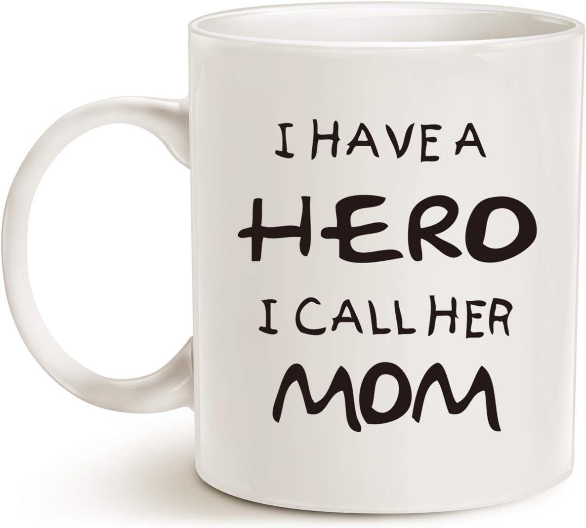 MAUAG Coffee Mug, Ceramic Hero Mom Mug, Funny Best Mother's Day and Birthday Gift, 14 fl oz, White