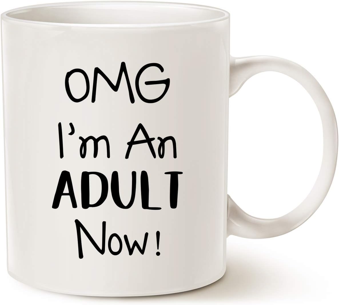 Funny 18th Birthday Gifts for Son, Daughter, Children, Best Friend, OMG I'm An Adult Now Coffee Mug, Born In 2005 2006 Year Gift for 18 Year Old White 11 Oz