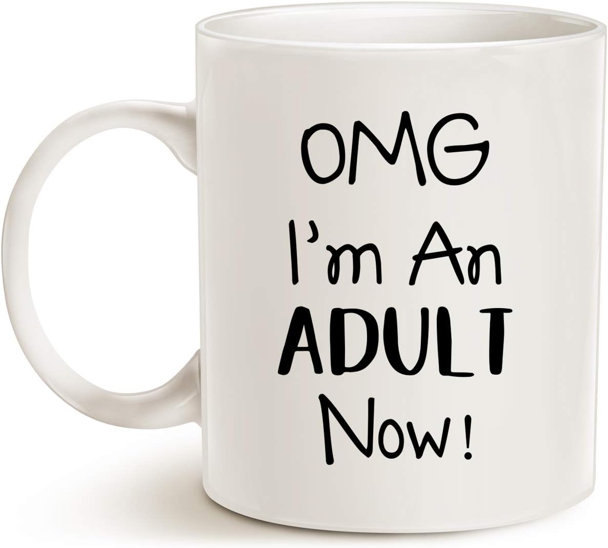 Funny 18th Birthday Gifts for Son, Daughter, Children, Best Friend, OMG I'm An Adult Now Coffee Mug, Born In 2005 2006 Year Gift for 18 Year Old White 11 Oz