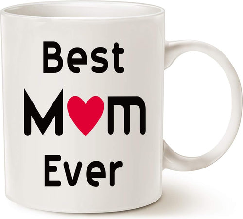 Best Mom Coffee Mug, Best Mom Ever Unique Holiday or Birthday Gifts Idea for Mom Mother Mama Mommy Cup White, 11 Oz